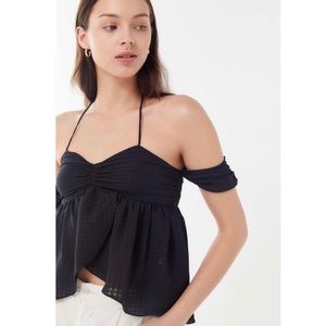 Urban Outfitters Black Jesse Halter Top Size Small Off the Shoulder